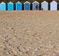 Vibrant beach huts in Bournemouth
